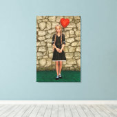 Mädchen und Herz Leinwanddruck (Insitu (Holzboden))