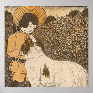 Mädchen und Hund Poster