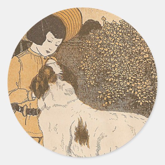 Mädchen und Hund Runder Aufkleber (Vorderseite)