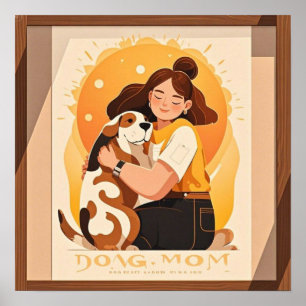 Mädchen und Hund umarmen sich Poster