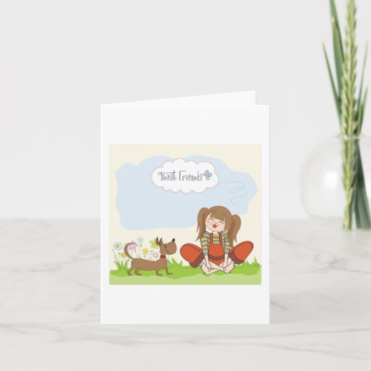 Mädchen und Hunde die besten Freunde Karte (Vorderseite)