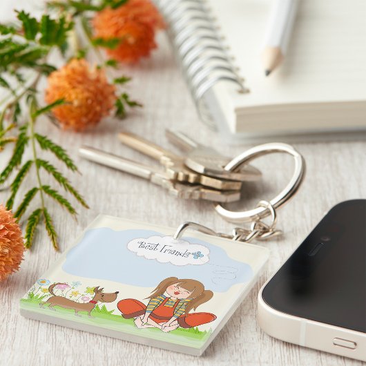 Mädchen und Hunde die besten Freunde Schlüsselanhänger