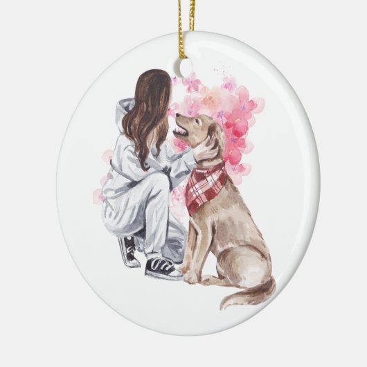 Mädchen und Hunde Keramik Ornament (Links)