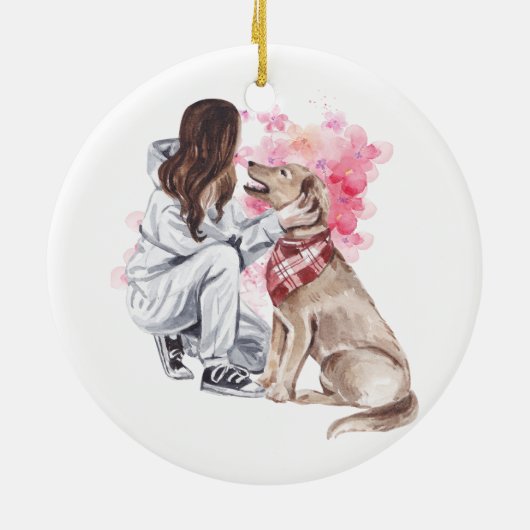 Mädchen und Hunde Keramik Ornament (Hinten)