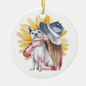 Mädchen und Hunde Keramik Ornament (Vorne)