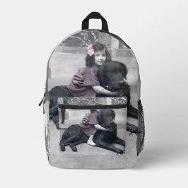 Mädchen und ihr Hund Bedruckter Rucksack