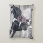 Mädchen und ihr Hund Dekokissen (Rückseite(Vertikal))