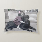 Mädchen und ihr Hund Dekokissen (Rückseite)