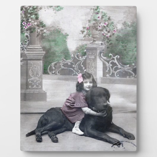 Mädchen und ihr Hund Fotoplatte (Vorderseite)