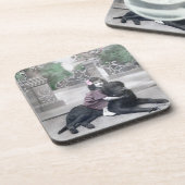 Mädchen und ihr Hund Getränkeuntersetzer (Linke Seite)