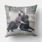 Mädchen und ihr Hund Kissen (Rückseite)