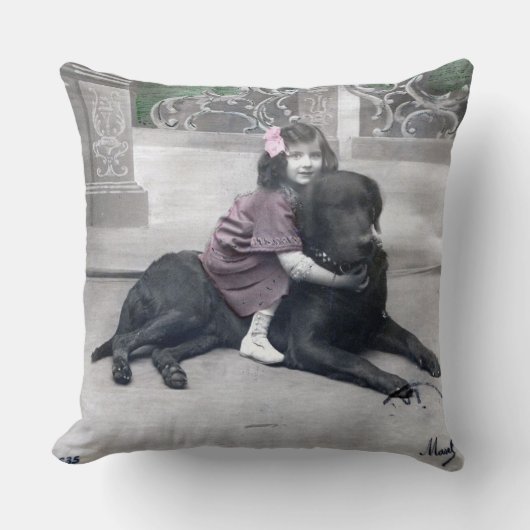 Mädchen und ihr Hund Kissen (Vorderseite)