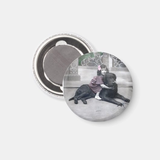 Mädchen und ihr Hund Magnet (Vorderseite/Rückseite)