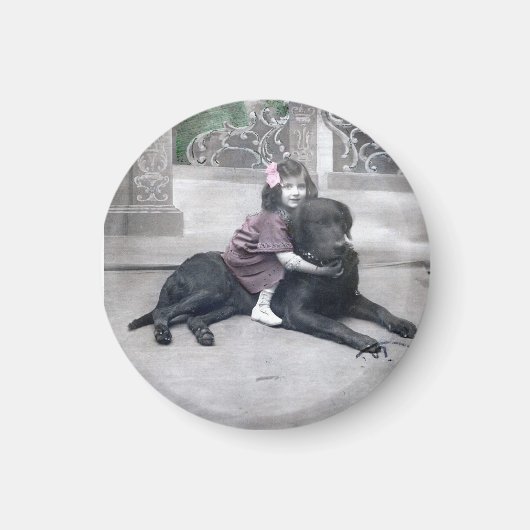 Mädchen und ihr Hund Magnet (Vorne)