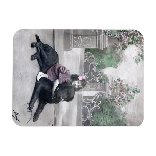 Mädchen und ihr Hund Magnet (Horizontal)