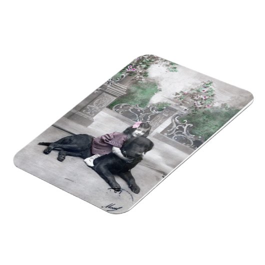 Mädchen und ihr Hund Magnet (Linke Seite)