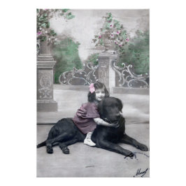 Mädchen und ihr Hund Poster