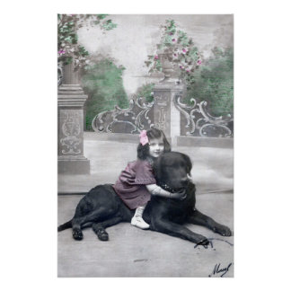 Mädchen und ihr Hund Poster