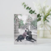 Mädchen und ihr Hund Postkarte (Stehend Vorderseite)