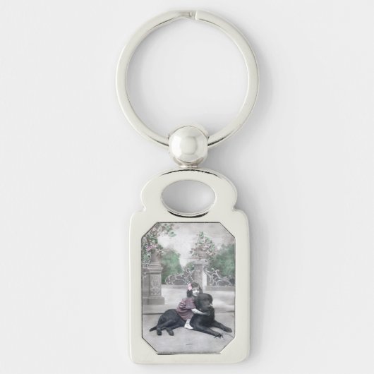 Mädchen und ihr Hund Schlüsselanhänger (Vorderseite)