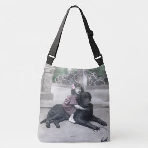 Mädchen und ihr Hund Tragetaschen Mit Langen Trägern
