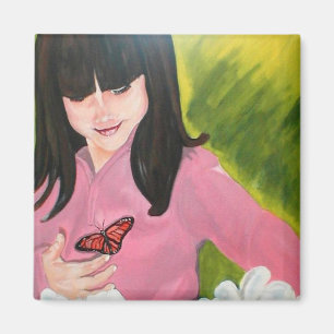 Mädchen und ihr Schmetterlingsmagnet Magnet