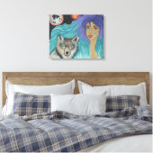 Mädchen und ihr Wolf Leinwanddruck (Insitu (Schlafzimmer))