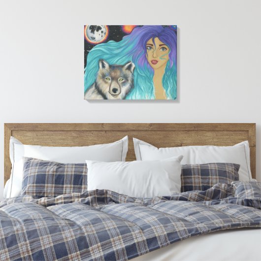 Mädchen und ihr Wolf Leinwanddruck (Insitu (Schlafzimmer))