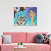 Mädchen und ihr Wolf Leinwanddruck (Insitu (Wohnzimmer))