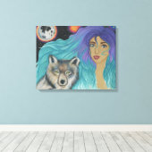 Mädchen und ihr Wolf Leinwanddruck (Insitu (Holzboden))