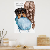 Mädchen und ihre Dackel Poster (Küche)