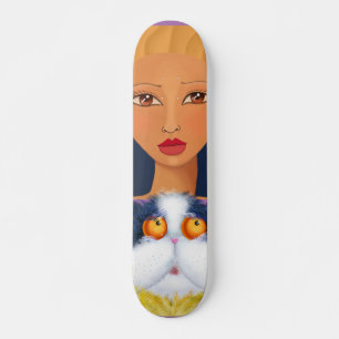 MÄDCHEN UND IHRE KATZE SKATEBOARDEN SKATEBOARD