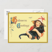 Mädchen und ihre Katze Vintage Postkarte (Vorne/Hinten)