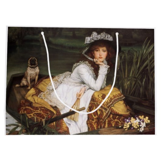 Mädchen und ihre Mops-Geschenktasche Große Geschenktüte (Rückseite)