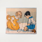 Mädchen und Junge der 1920er Jahre spielen Marmor Wandteppich (Vorderseite (Horizontal))