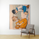 Mädchen und Junge der 1920er Jahre spielen Marmor Wandteppich (Beispiel)