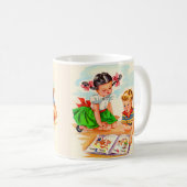Mädchen und Junge der 40er Jahre und Bilderbuch Kaffeetasse (VorderseiteRechts)