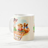 Mädchen und Junge der 40er Jahre und Bilderbuch Kaffeetasse (Vorderseite Links)