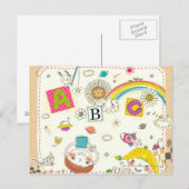 Mädchen und Junge, die mit Tafel spielen Postkarte (Vorne/Hinten)