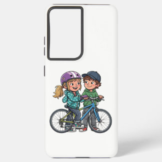 Mädchen und Junge mit Fahrrad Samsung Galaxy Hülle