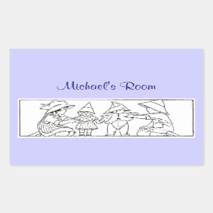 Mädchen und Junge mit Vintager Spielzeugkunst Rechteckiger Aufkleber