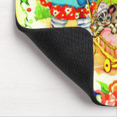 Mädchen und Junge und Kätzchen und Welpen Mousepad (Ecke)