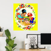 Mädchen und Junge und Kätzchen und Welpen Poster (Heimbüro)