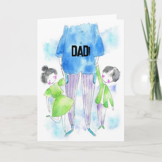 MÄDCHEN UND JUNGE VATER-TAGESKARTE DANKESKARTE (Vorderseite)