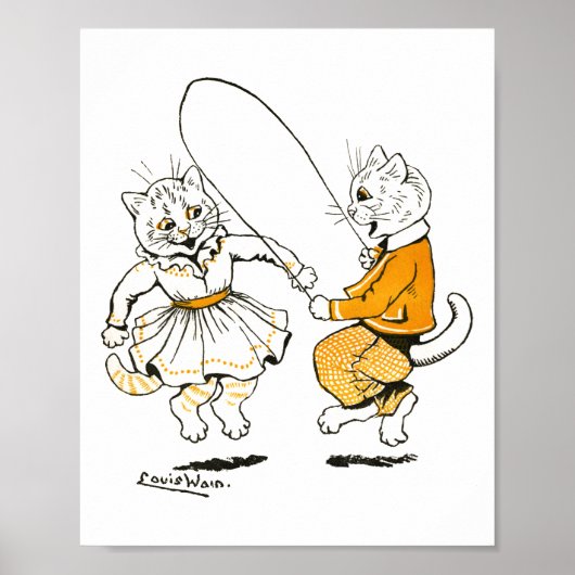 Mädchen und Jungen, Louis Wain Poster (Vorne)