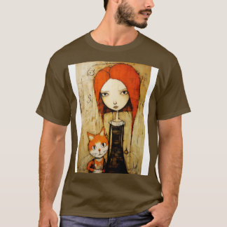 Mädchen und Katze 4 T-Shirt