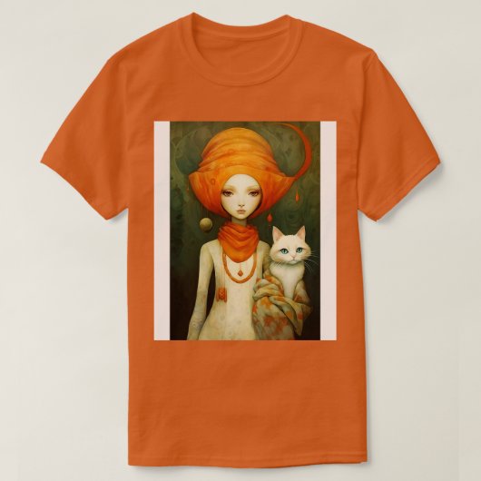 Mädchen und Katze 6 T-Shirt (Design vorne)