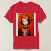 Mädchen und Katze 8 T-Shirt (Design vorne)