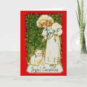 Mädchen und Katze gegen Holly Karte (Vorderseite)