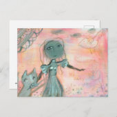 Mädchen und Katze Postkarte (Vorne/Hinten)